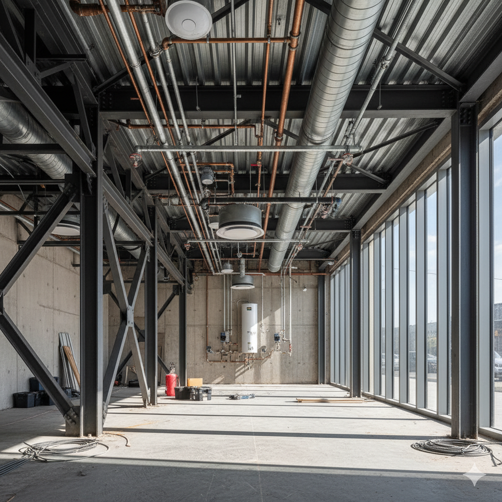 Estrutura metálica de ponto comercial com projeto hidrossanitário