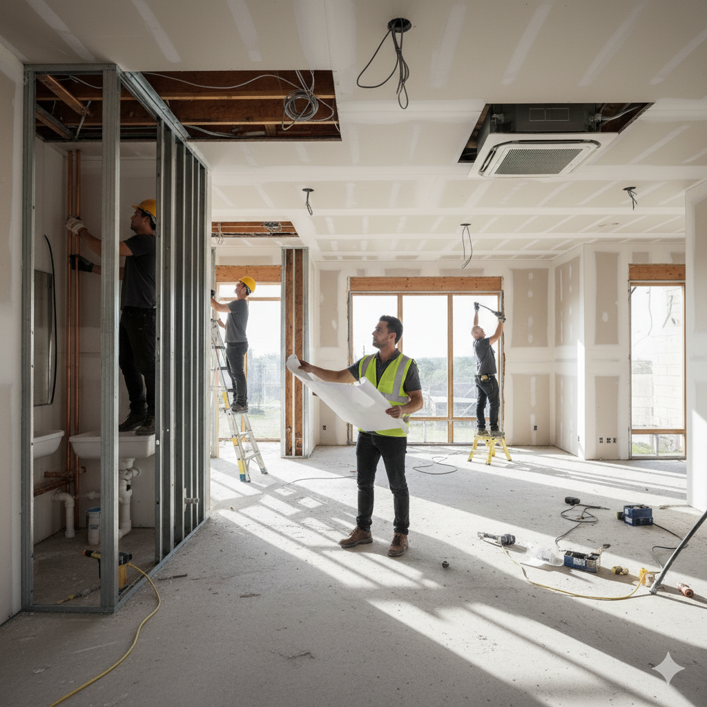 Casa na fase de projetos complementares